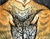 Owl Mother - Barn Owl Celtic Shaman Art Print 11x17