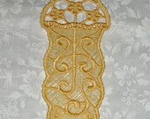 Machine Lace Bookmark, "April Showers, light yellow 5 1/2" x 2"