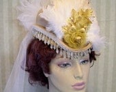Victorian Mini Riding Hat Steampunk Hat Kentucky Derby Hat Civil War Hat Feathers