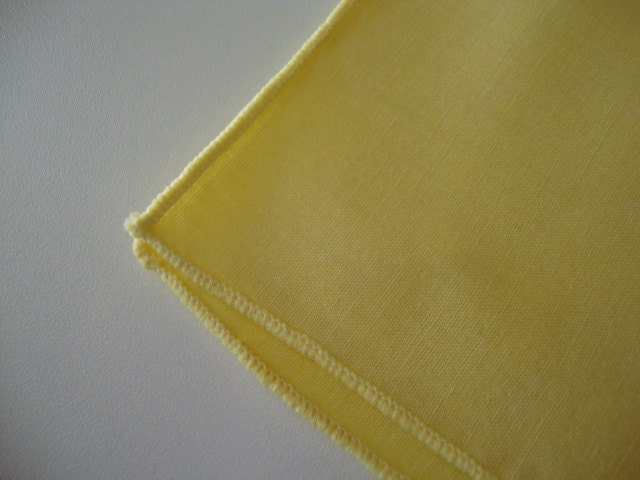 Vintage cloth napkins, eco friendly, lemon yellow, set of 2 two