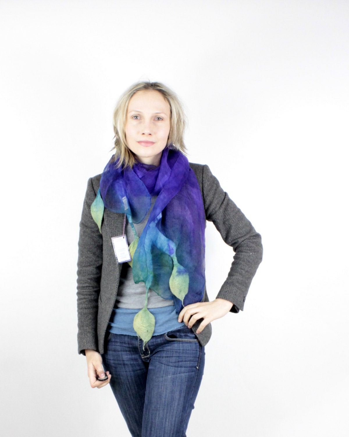 Felted scarf NEW collection 2013 special and wears marvelously  violet and green