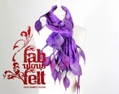 Leaf Nuno Felted Scarf Spring   violet plum