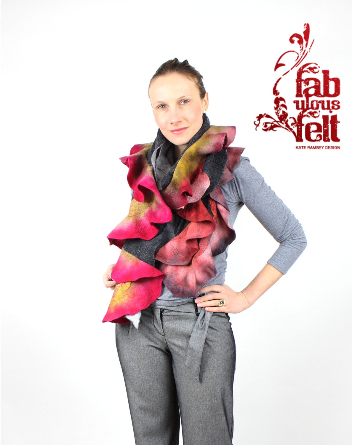 PROTOTYPE Ruffle Nuno Felted Wrap violet magenta