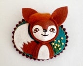 Fox Felt Brooch, animal jewelry, woodland animal brooch, cameo brooch