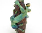 Glass Gecko Lampwork Bead, Handmade Jewelry Supplies, Craft Supplies, SRA, OOAK