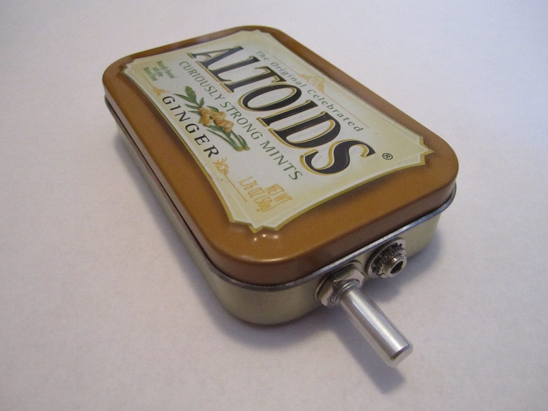 Portable Mint Tin MP3 Amp, With Speaker, Stereo Mixed, 10X Gain (Ginger Altoids)