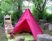 Canvas Kids Tent, Teepee, Tipi, Ready to Ship in Hot Pink, or Choose from 14 colors, Large and Durable, 6 Foot Poles Included, Save 20%