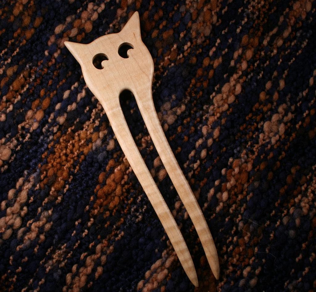 Maple Cat Hair Fork/Shawl Pin