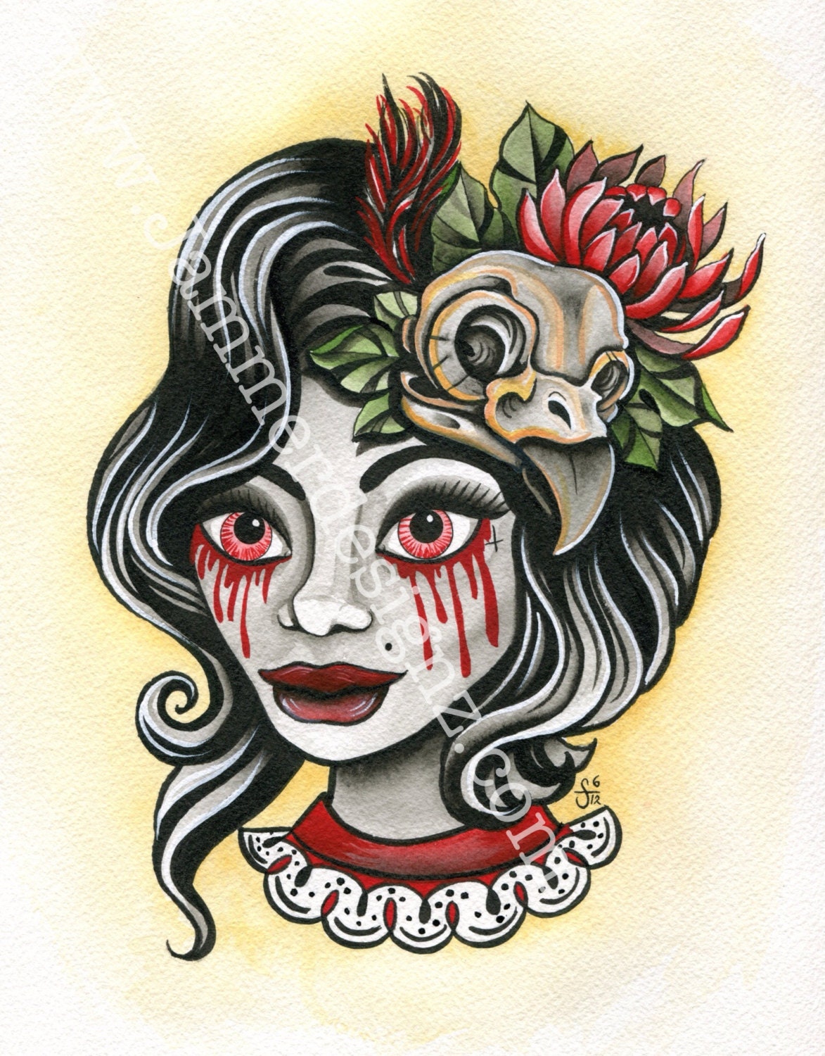 Voodoo lady with bird skull