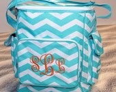 Monogrammed Chevron Cooler Tote Bag