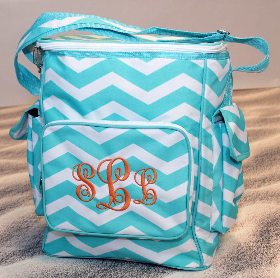 Monogrammed Chevron Cooler Tote Bag