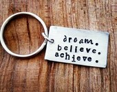 Graduation Gift Personalized Hand Stamped Key Chain