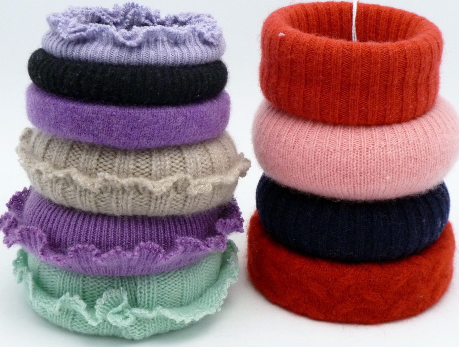 FREE shipping CASHMERE recycled Fun bracelets bangles upcycled multi colors you choose trendy cool