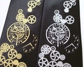 Mens steampunk tie - silk screen necktie