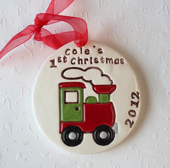 Personalized Baby's First Christmas Train, Baby Boy Ornament - Custom Made To Order