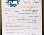 Mason Jars Mad Libs PDF FILE Print Yourself Great for Bridal Shower, Wedding, Reception