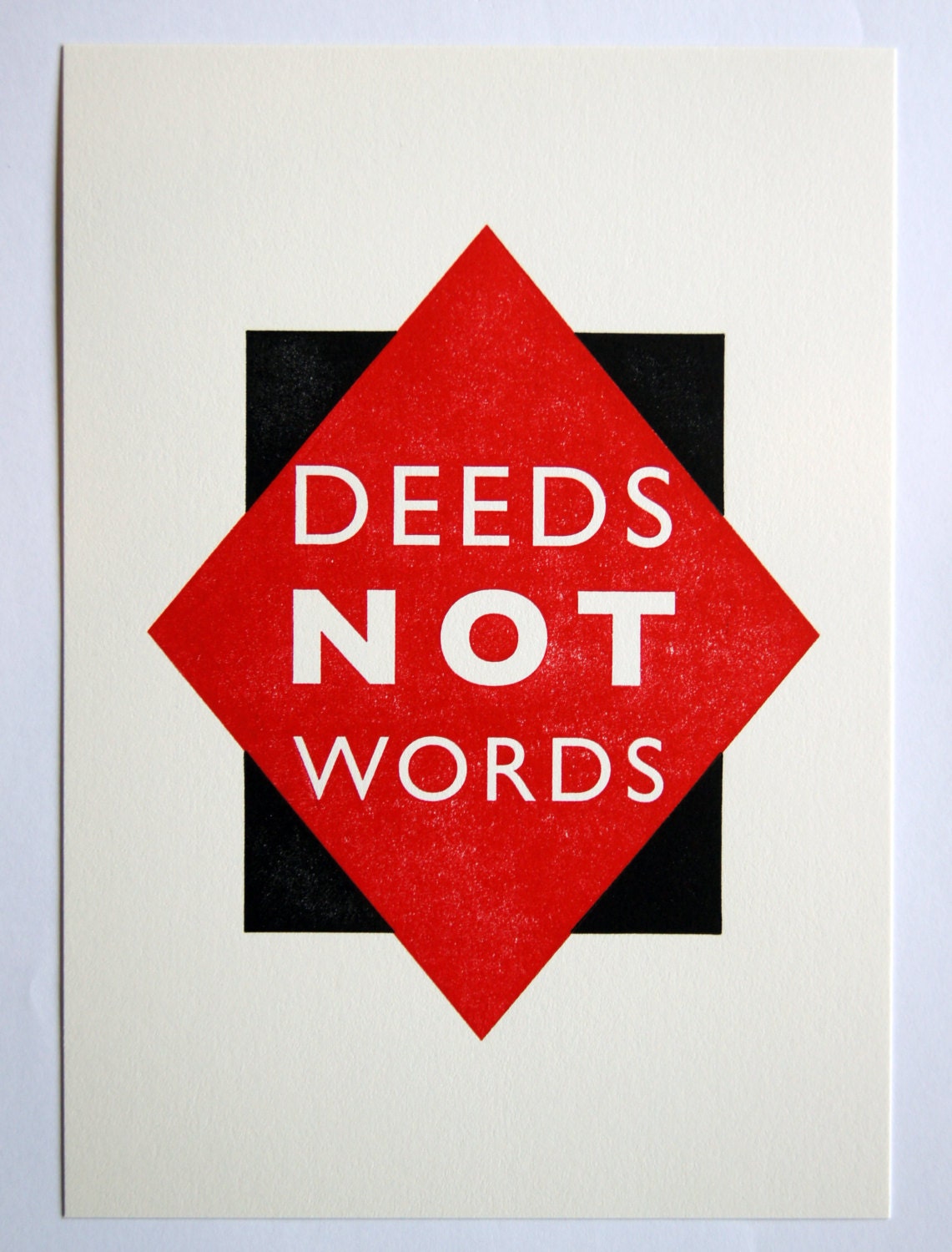 Letterpress A4 Print - Deeds Not Words