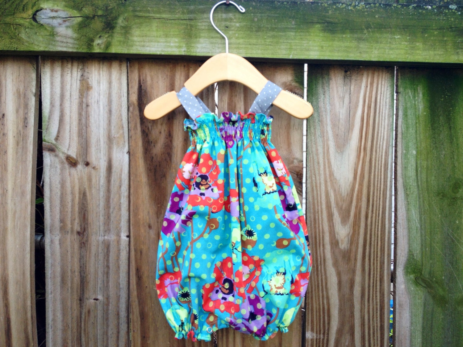 Delightfully Dainty Anna Maria Horner Field Study Poppies Romper size 6-12 months