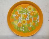 vintage neon flower tray . florescent lilies and daffodils and tulips . perfect for spring and summer parties . super mod