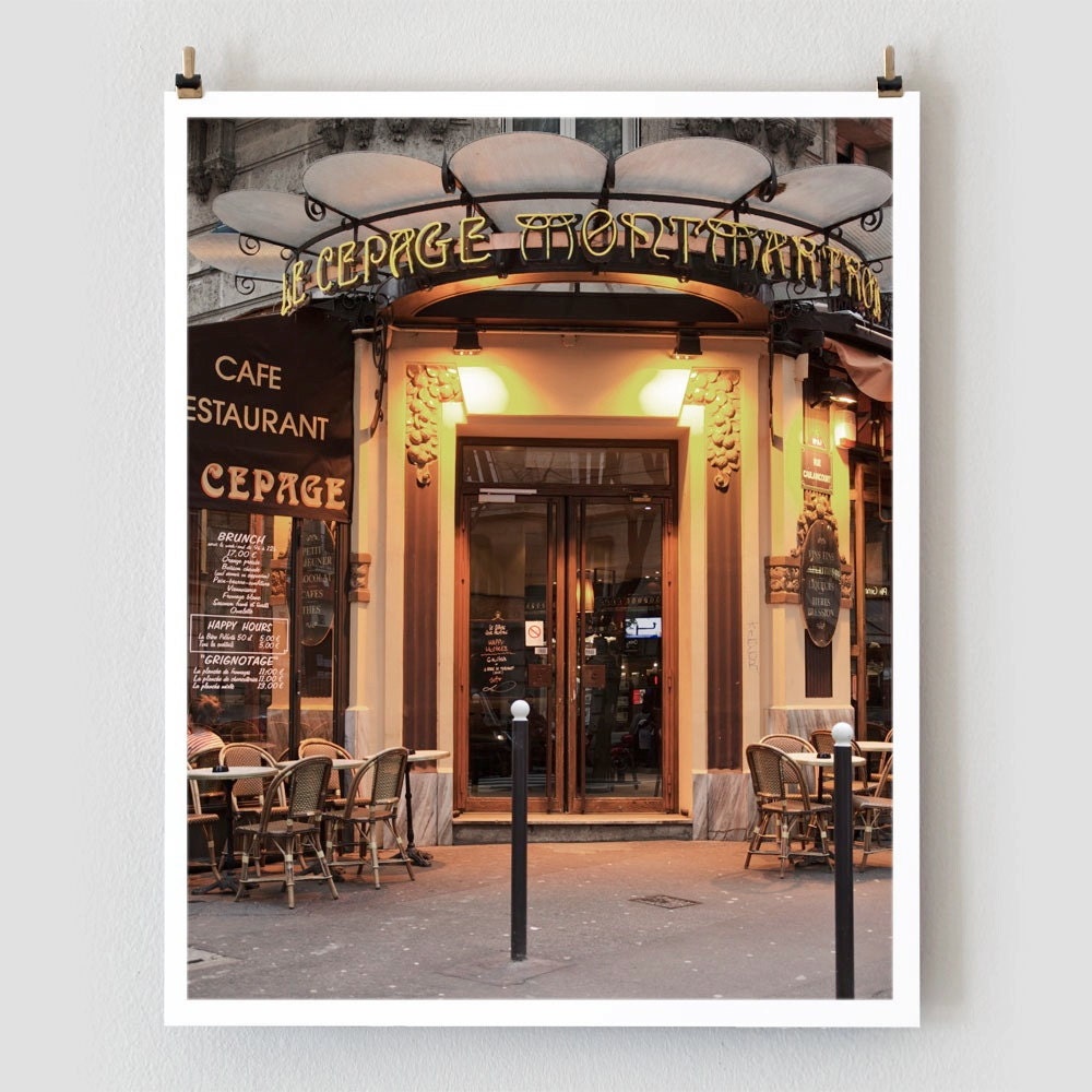 Creperie, Paris Photography, Paris Cafe,  Art Prints, Cafe Photo, Paris Typography, Paris Night