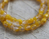 LEMON WATER BITS .. New Picasso Faceted Czech Glass Beads (3416-st)