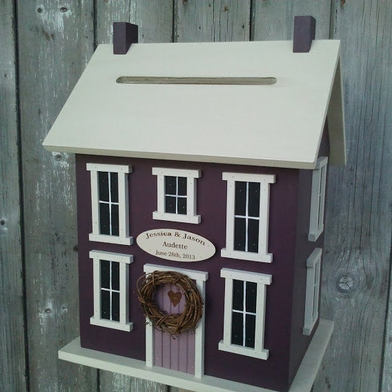 Wedding Card Box Birdhouse Original  Personalized -  Choose your Colors