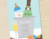 Sweet Wishes 20 Champagne Baby Shower Sip & See Invitations BOY - Custom Quantities (As Low as 1.19 Each) Il_170x135
