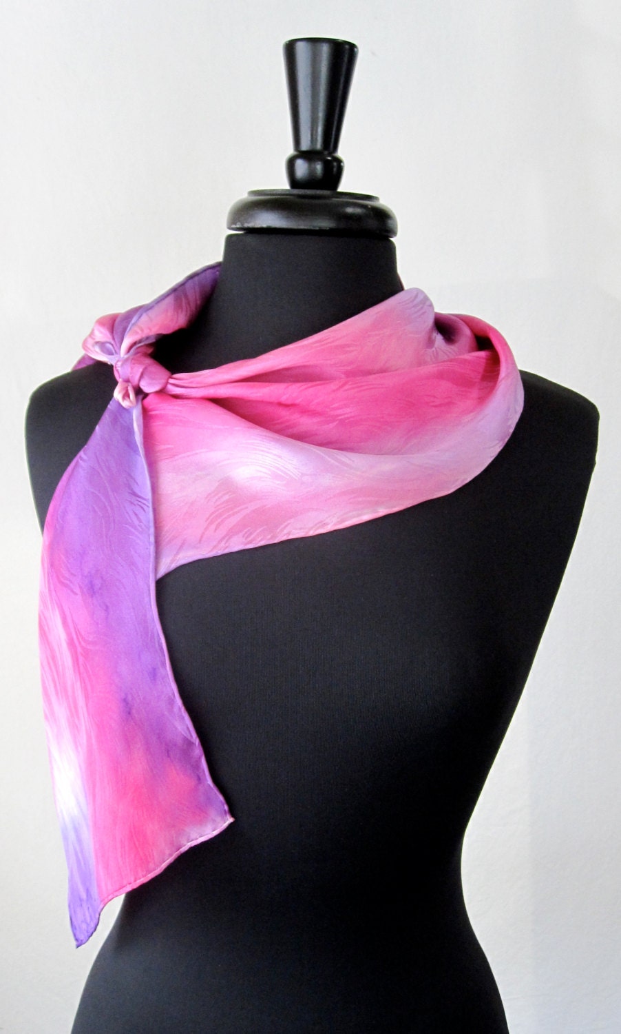 Joyflower Fuchsia Hand Painted Silk Jacquard Scarf