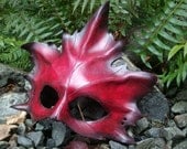 Red Leather Maple Leaf Mask