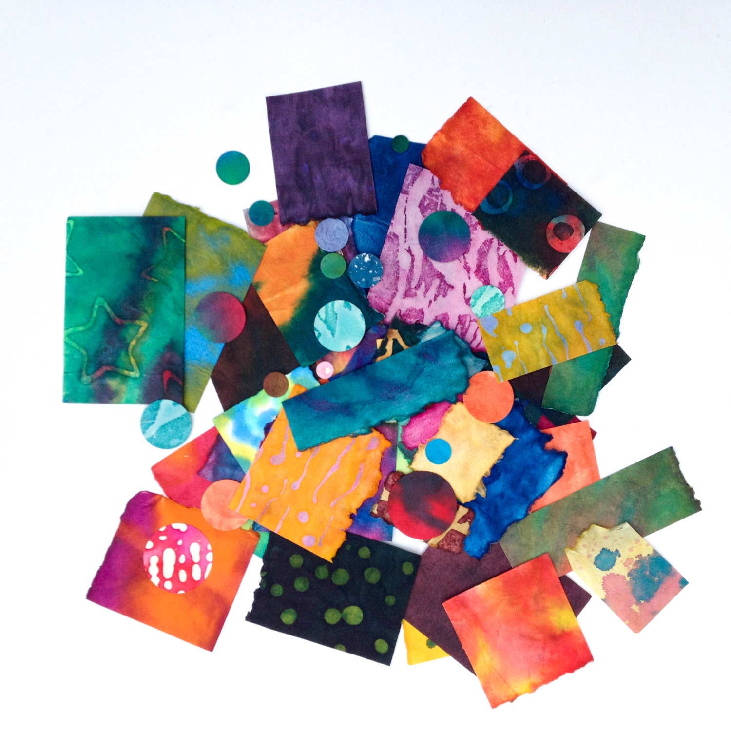 Handmade Paper Colorful Painted  Batik Scrap Assortment