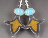 Fleur de Lis Earrings with Keum Boo and Opals