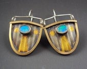 Shield Earrings with Opal and Keum Boo