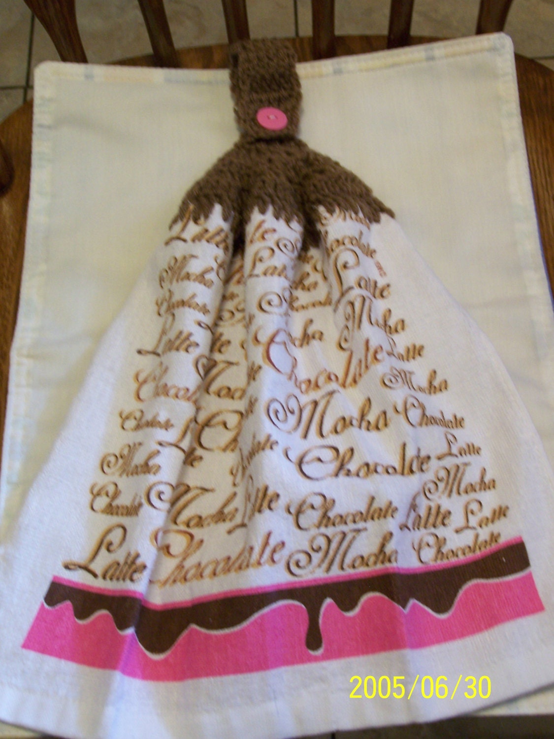 Coffee Word Crochet Top Kitchen Towel