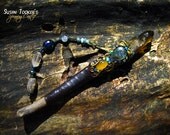 Magic Crystal Wand Ice Age Deer Fossil Bone Smoky Lemurian Quartz Labradorite Agate Pagan Wiccan DEEP FOREST SHAMAN by Spinning Castle