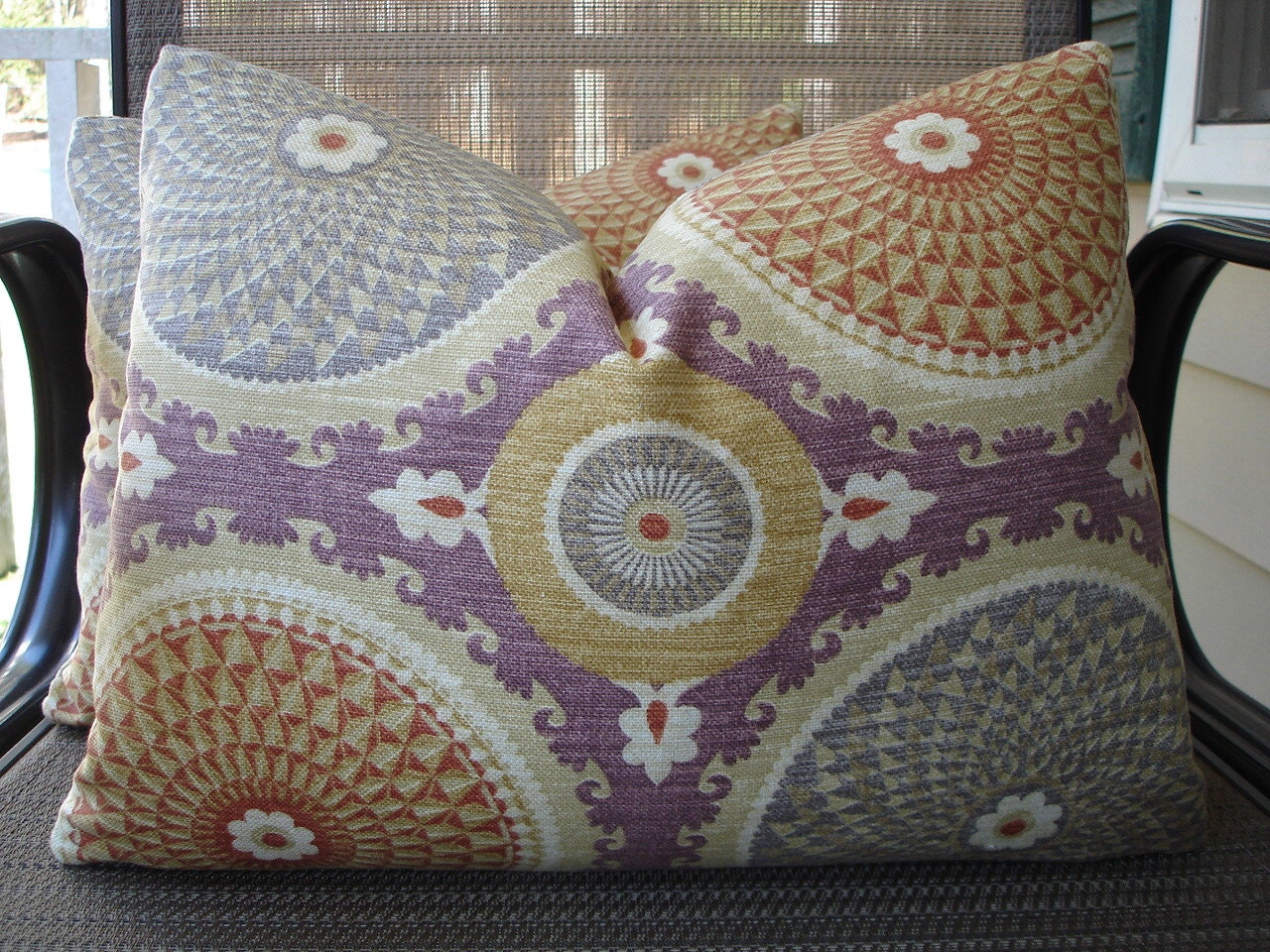 Lumbar Pillow Covers One Pair 12 x 16 Bohemian Handmade