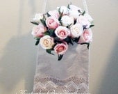 Handmade Shabby Chic Hanging Vase, Bag, Wedding Decoration, Cottage style, One Only
