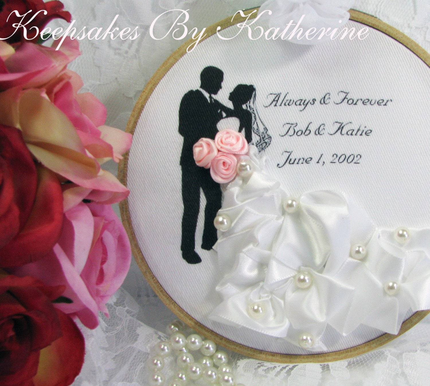 Made To Order, Bride and Groom Embroidery Art, Newlywed Gift, Bridal Gift, Wedding Keepsake