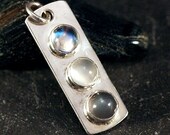 Triple Moonstone Pendant - sterling silver, blue moonstone, white moonstone, grey moonstone