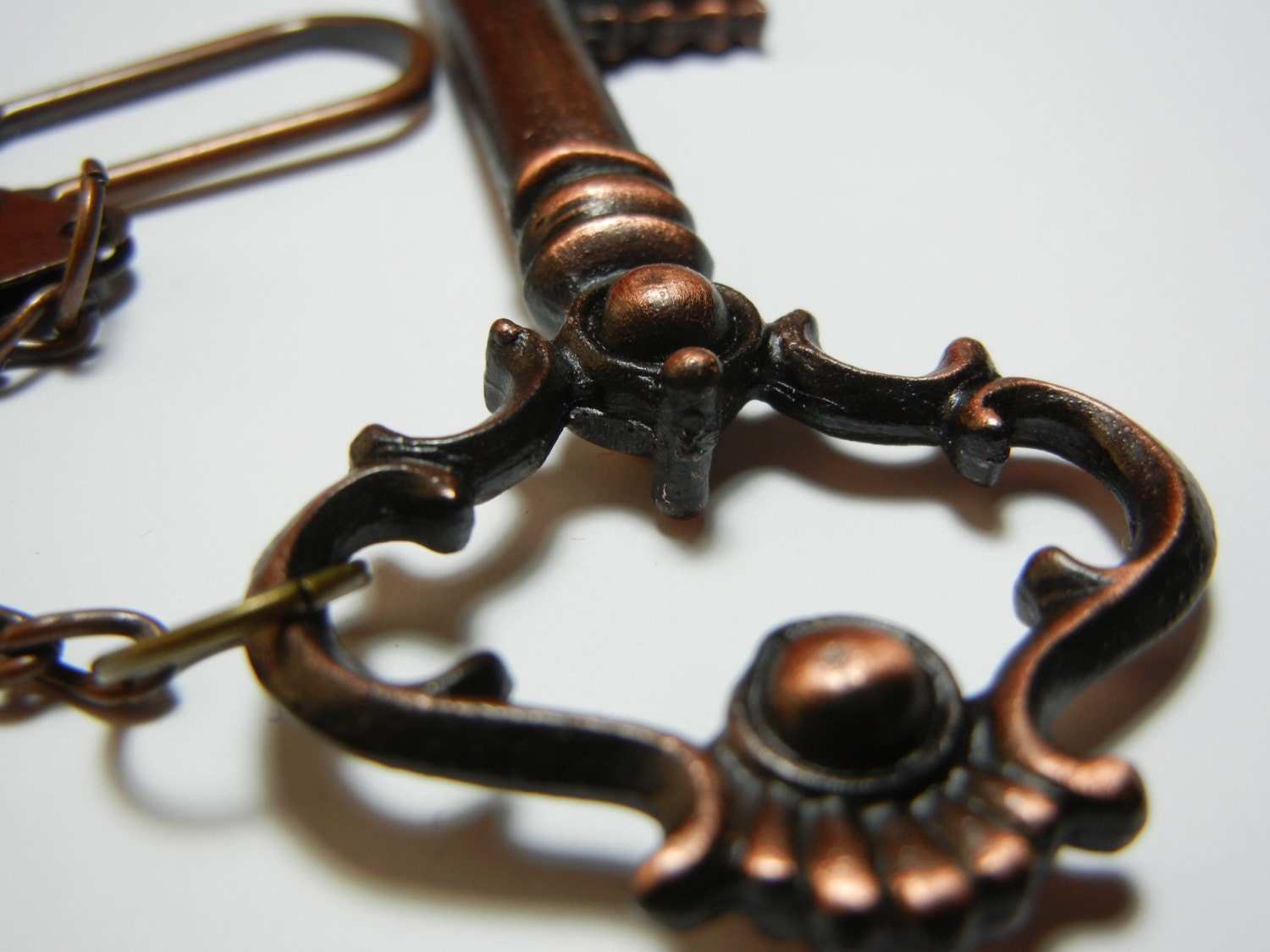 Copper Charm For Your Purse or Bag, Skeleton Key, Antique Key Bag Charm, Victorian Accessory, Steampunk Charm