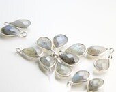 2pcs Sterling Silver Framed Labradorite Stone - 8x14mm