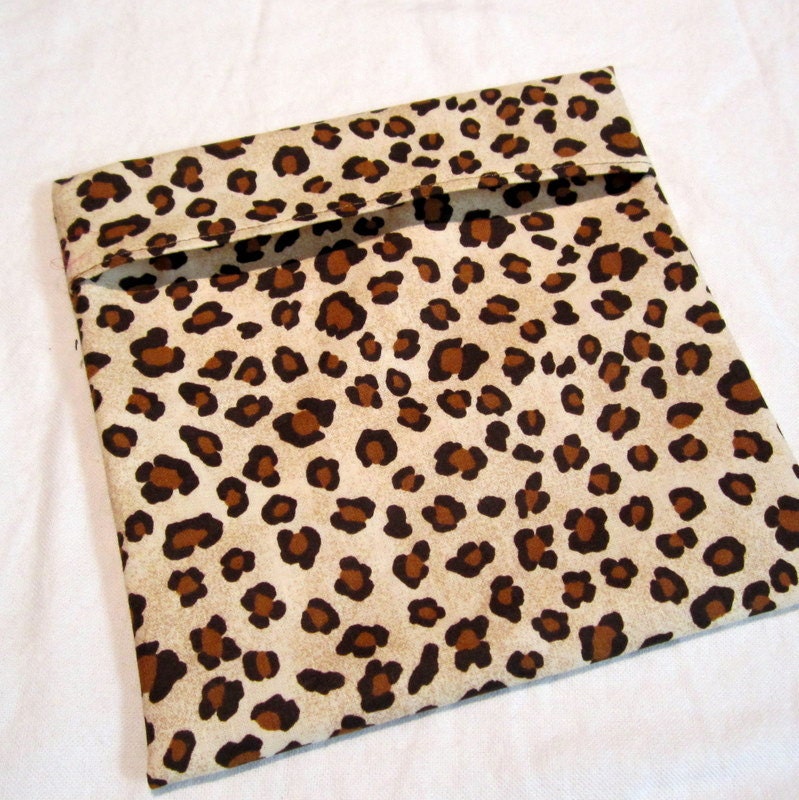 Lined LARGE FlipFlap Sack--Cheetah (GOLD) Sandwich bag