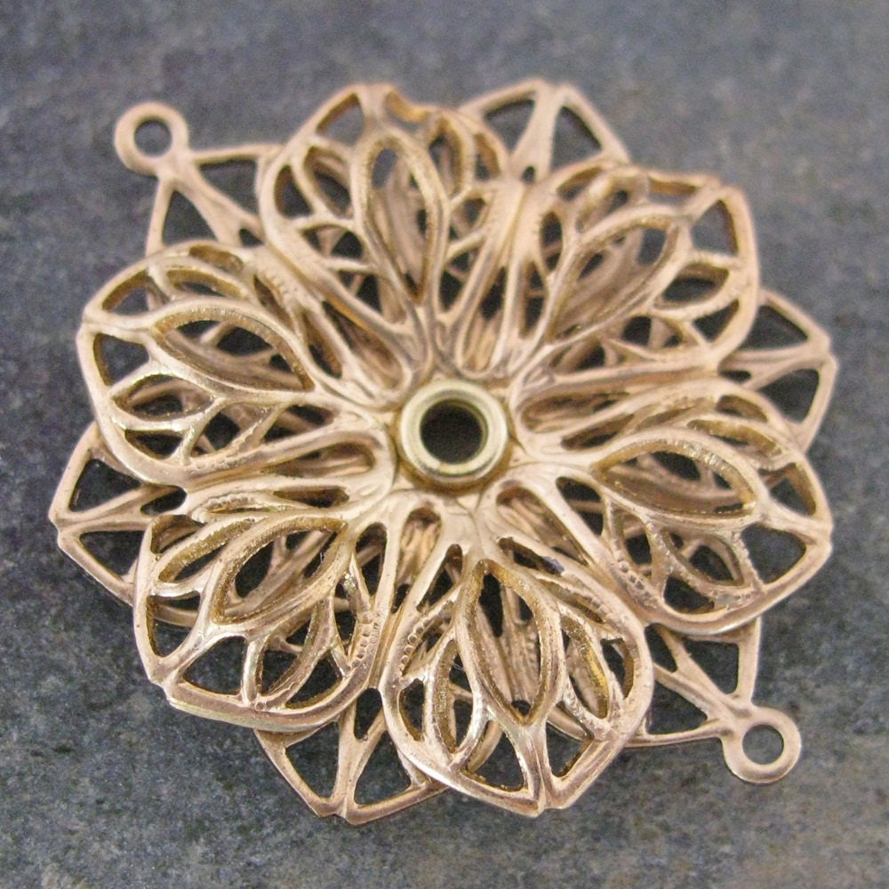 New - Flower Filigree Connector Link Jewelry Finding 1390 - 2 Pieces