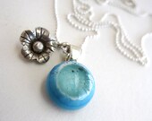 Turquoise Protozoan Necklace with Flower Charm