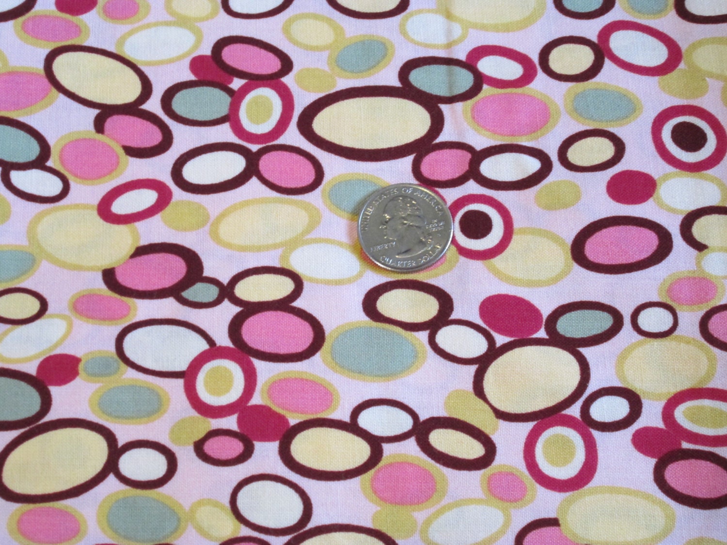 One Yard of Pink Bangle Dots Fabric by Alexander Henry