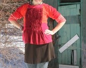 Cranberry Orange Shirred Front Sweater