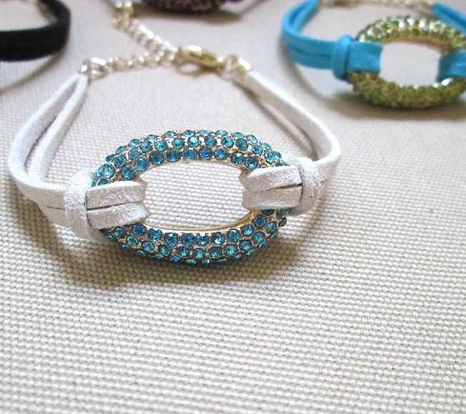 Pave bracelet TU Suede PAVE BLiNG - Arm Candy - Gold with GLaSS Rhinestones - choose color
