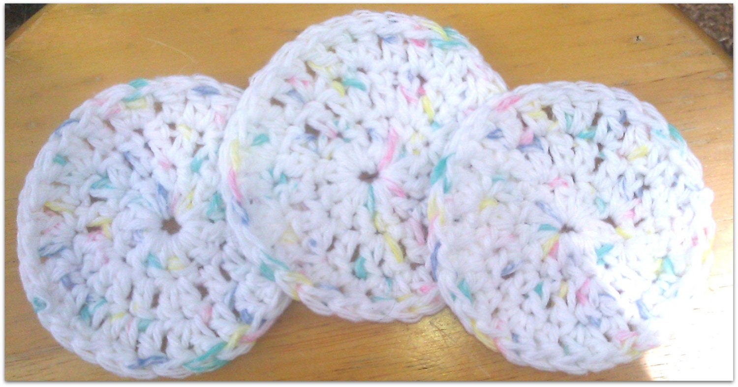 Handmade Crocheted Face Scrubbies, Bath, Shower, White