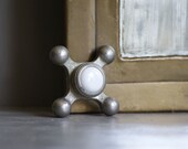 Antique Faucet Knob with Porcelain Inset in Nickel