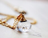 Tourmalinated Quartz Gold Necklace PoleStar Wire Wrapped Pendant