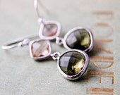 Canyon Earrings Peach Olive Charm Sterling Silver PoleStar Dangle Drop Earrings Earthtones